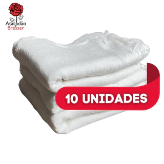 Kit com 10 Panos de Chão Alvejados Caipira Premium Branco Liso 43x65cm