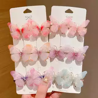 6 pçs bling strass decorativo em forma de borboleta grampos de cabelo grampos de franja