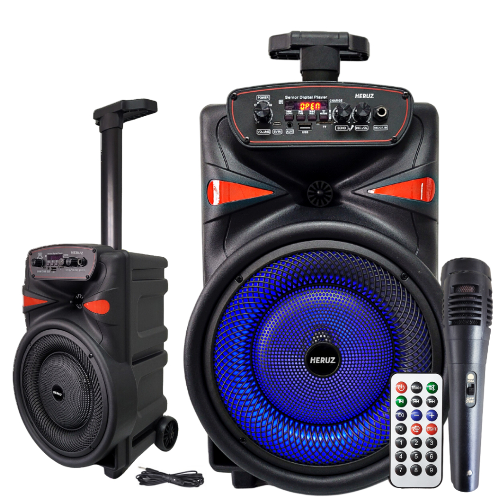 Caixa de Som Grande Potente Bluetooth Karaoke 2000w + Microfone