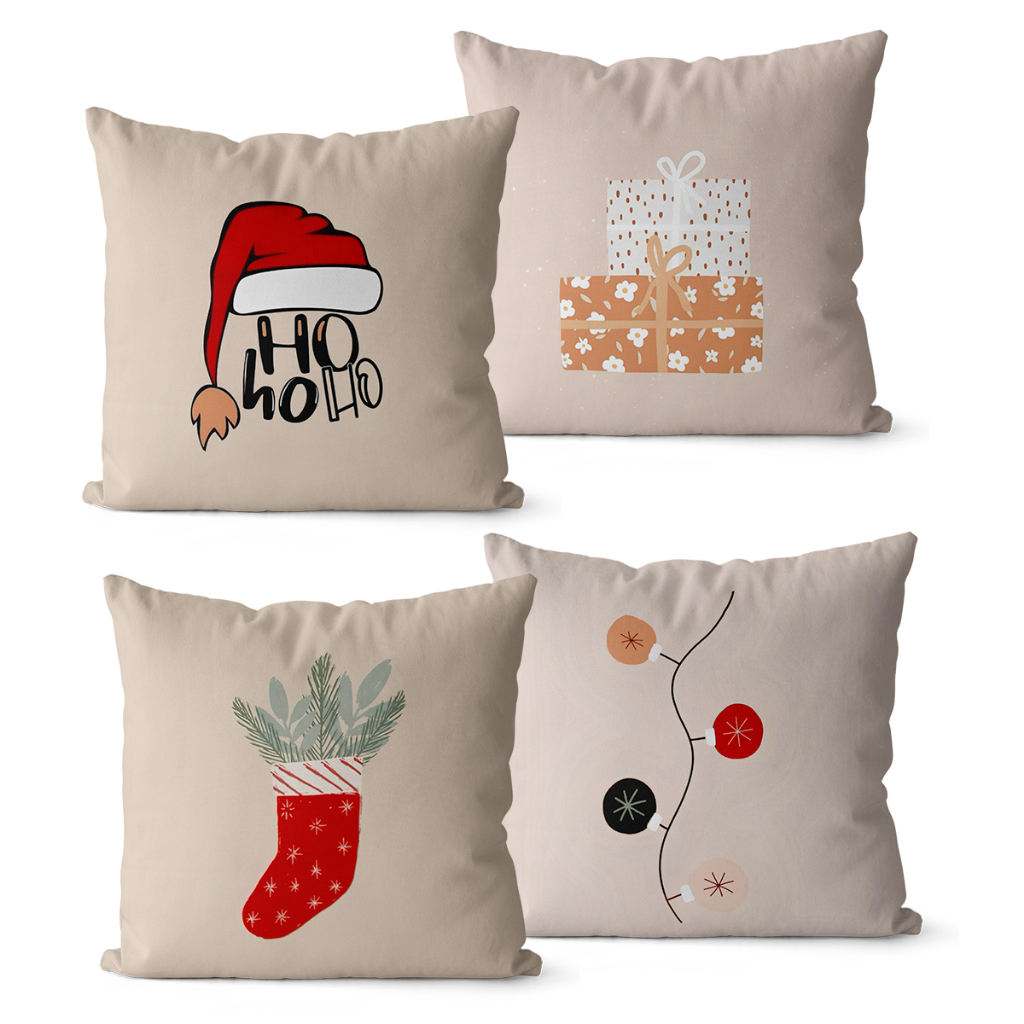 Kit 4 Capas De Almofadas Para o Natal 45x45 - Minimalista