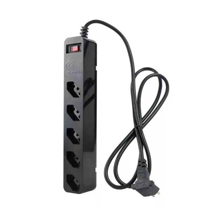 Filtro De Linha Iclamper Energia 5 Tomadas Dps Protetor Elétrico Cabo 1 Metro Cor Preto 127v/220v Clamper