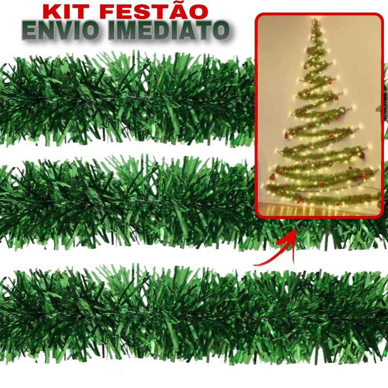 Kit Festao Verde 2m Decoração de Natal Luxo Festao Arvore Envio Rápido ...