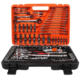 Kit Jogo De Ferramentas Completo C/ Soquetes E Chaves Aço Crv 151 Peças