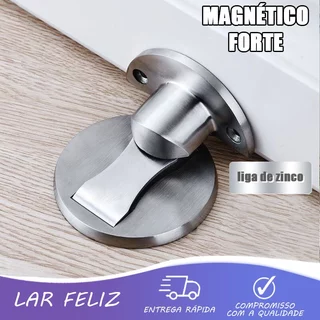 KIT Prendedor Trava de Porta Magnético Cromado Prateado