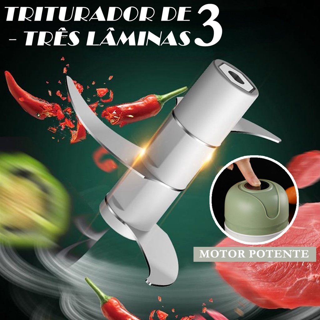 Imagem do produto Mini Processador Elétrico de alho elétrico 250ml com 3 lâminas carne pequeno  recarregável USB 5