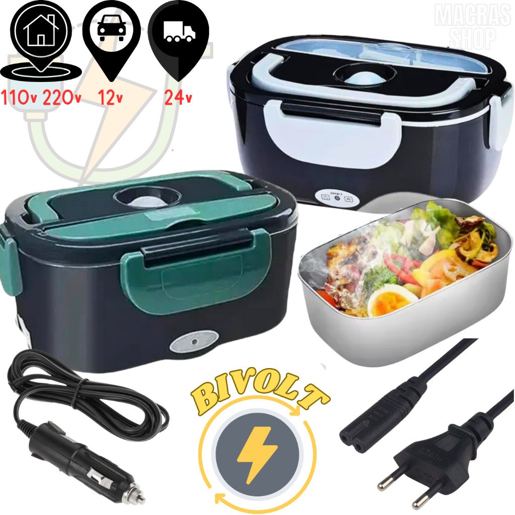Marmita Elétrica Veicular Tomada Bivolt 110v/220v E 12v/24v - Marmita Térmica Para Comida