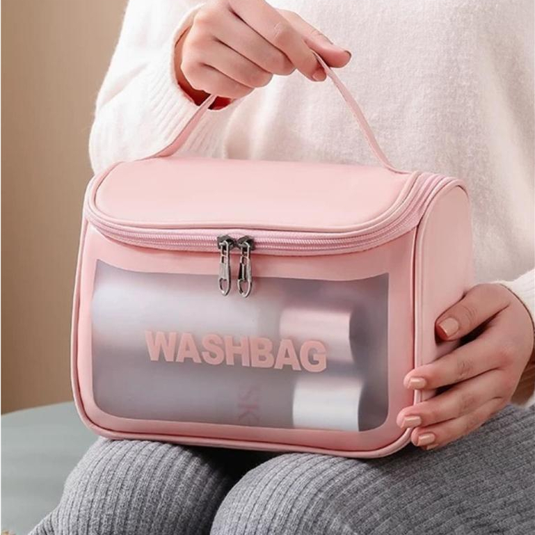 Necessário Organizador Viagem Bolsa Impermeável De Maquiagem Transparente Portátil Flip -SM1004