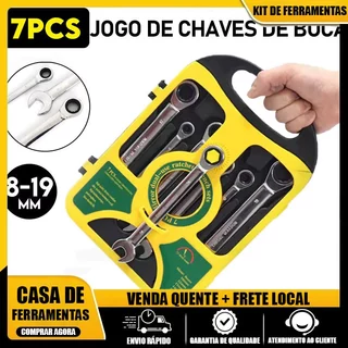 Jogo Chave Ferramenta Combinada Catraca Boca Profissional 7 Peças