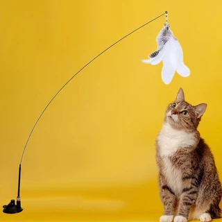 Simulação De Pássaros De Gato Interativo Brinquedo De Pena Engraçado Com Sino Brincando Varinha Para Gatinhos Suprimentos Gatos