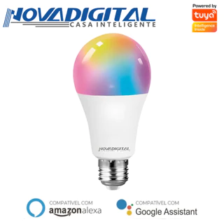 Lâmpada Inteligente Wi-Fi 15W RGB Controle por Voz Iluminação Dimerizável - Novadigital