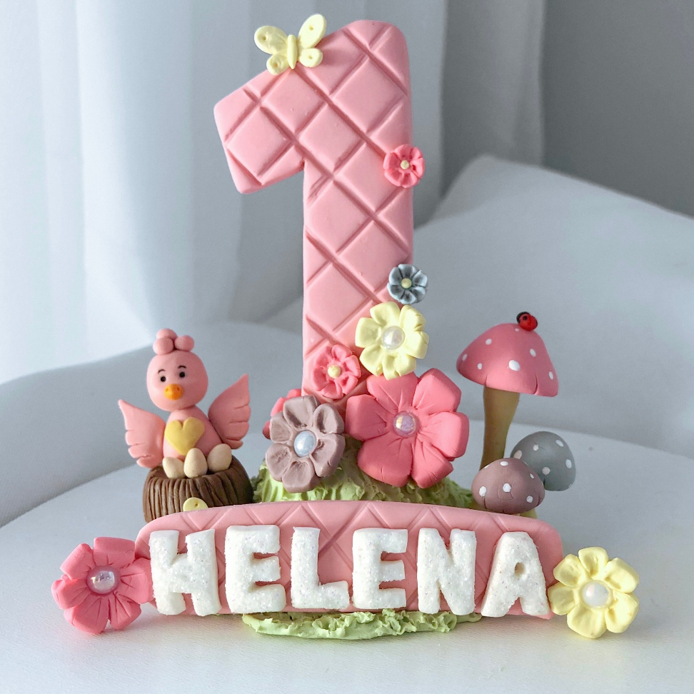 Vela Jardim Encantado Aniversário Biscuit 1 ano, 2, 3, 4, 5, 6, 7, 8, 9