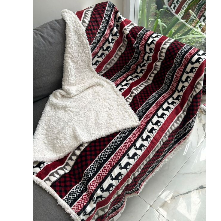 Manta Flanelada de Natal Dupla Face 130cm x 150cm