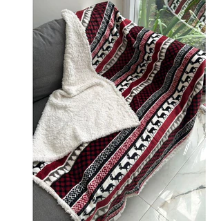 Manta Flanelada de Natal Dupla Face 130cm x 150cm