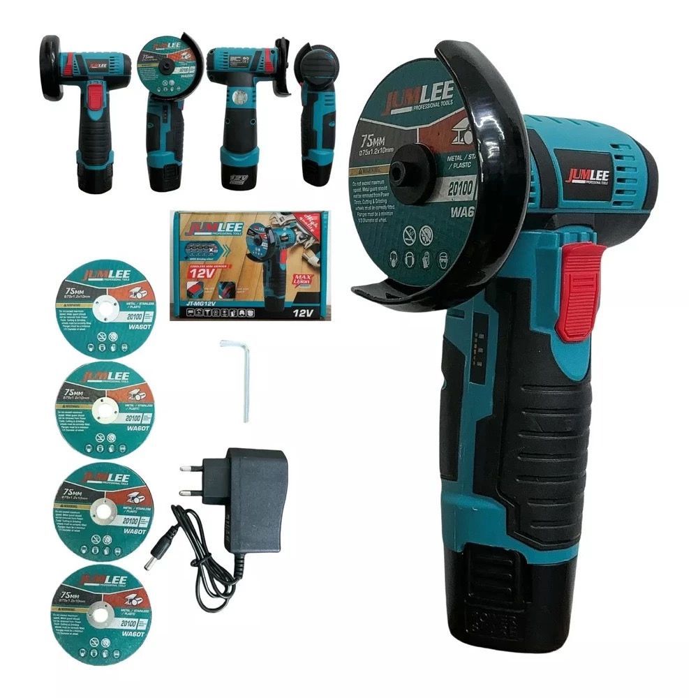 Esmerilhadeira Lixadeira Sem Fio Portátil Serra Mármore A Bateria 12V 1500 Miliampere