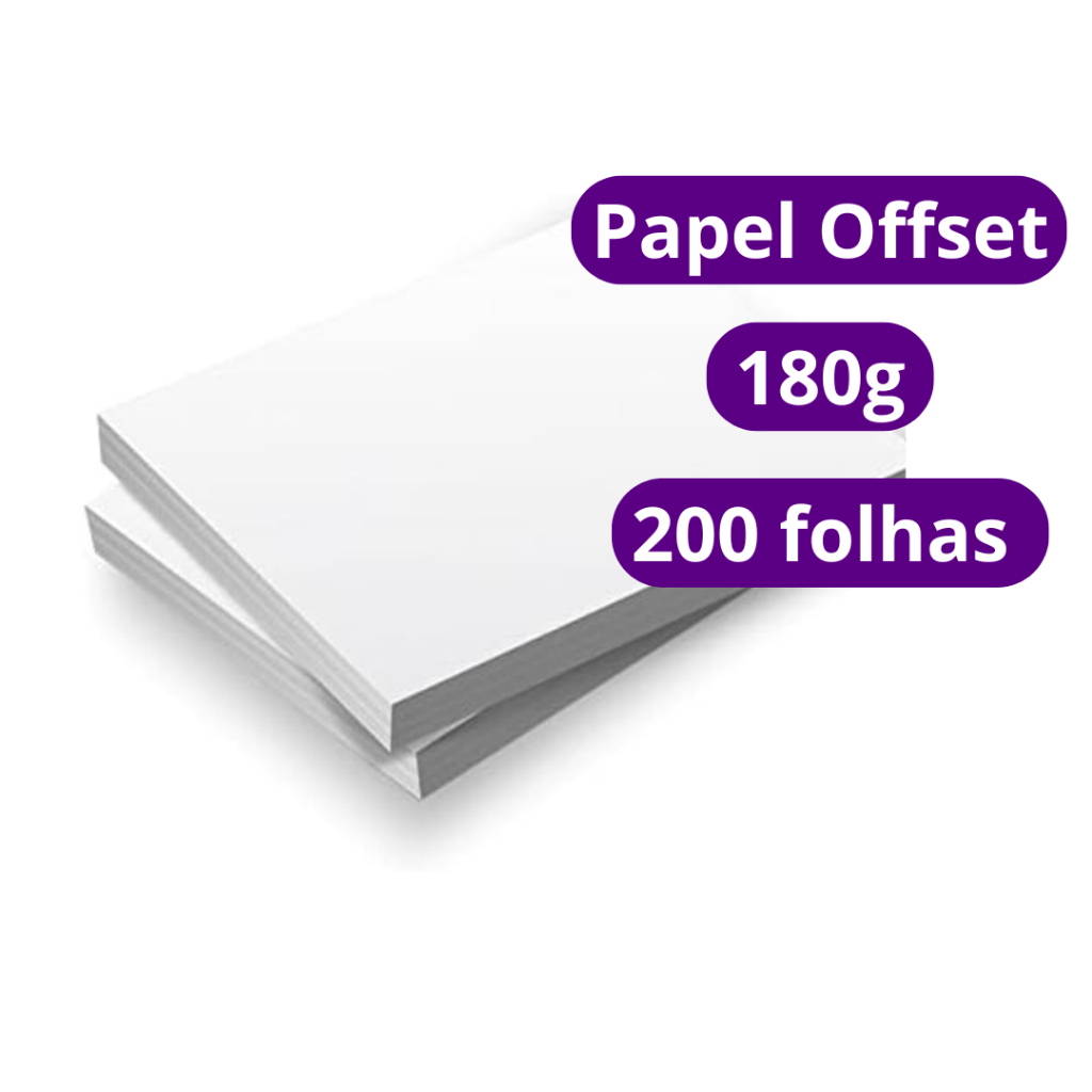 Papel Offset Opaline Liso 180g A4 200 Folhas Branco Diplomata Masterprint