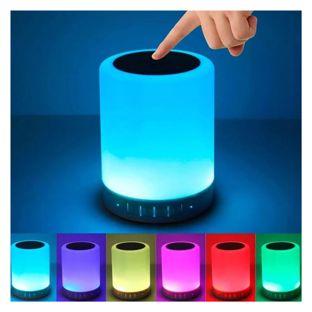 luminária Caixa De Som Bluetooth Modelo Abajur Com Led Luminária Portátil Multicores RGB