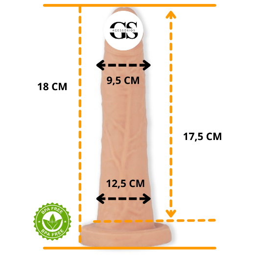 Pênis Realístico Maciça - 17,5 X 2,8 CM