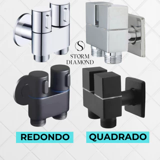 Registro Duplo De Metal Cromado Ou Preto Com 1/4 De Volta Para Ducha Higiênica Caixa Acoplada