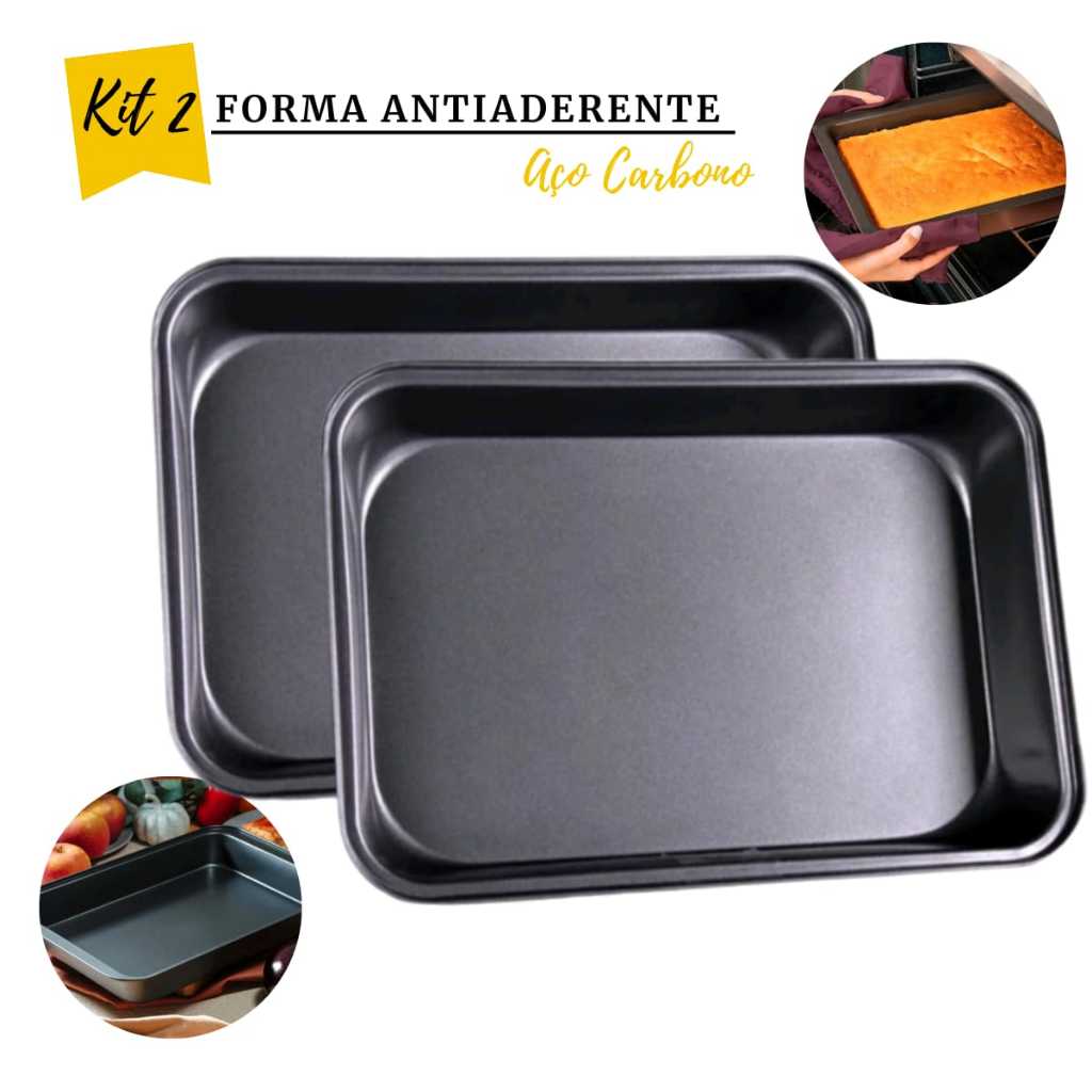 Kit 2 Assadeiras Retangular Antiaderente Teflon 42.4x28.5x5