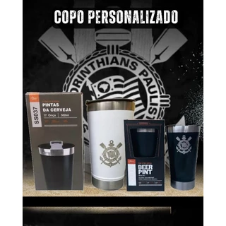 Copo térmico 473ml PERSONALIZADO CORINTHIANS E GANHA GRAVAÇÃO DO SEU NOME