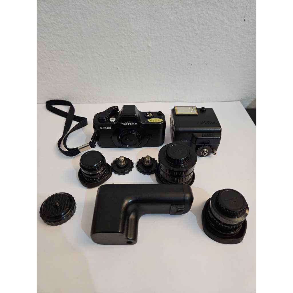 Câmera Analógica Pentax Auto 110 com acessórios | Shopee Brasil