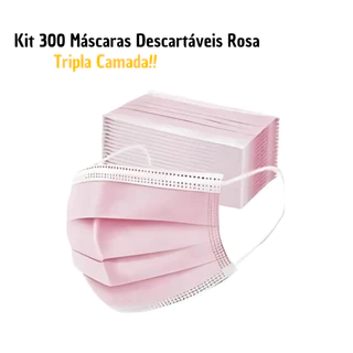 300 Máscara Tripla Adulto ROSA Tripla Camada em Oferta na Shopee