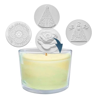 10 Potes de Vidro Cristal com Tampa Decorada de Gesso p/ Velas Artesanais 150ml | Potinho Copo Patê