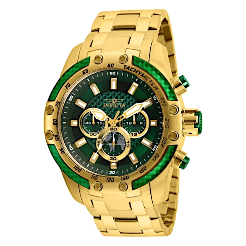 Relogio Masculino Invicta 22783 Dourado Preto Verde Azul Todo em Aco Inox Qualidade Top