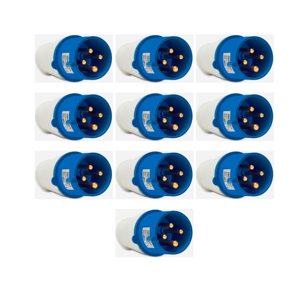 KIT 10 PLUG INDUSTRIAL 3P+T 32A AZUL 9H 220/250V OMG 4279 | Shopee Brasil