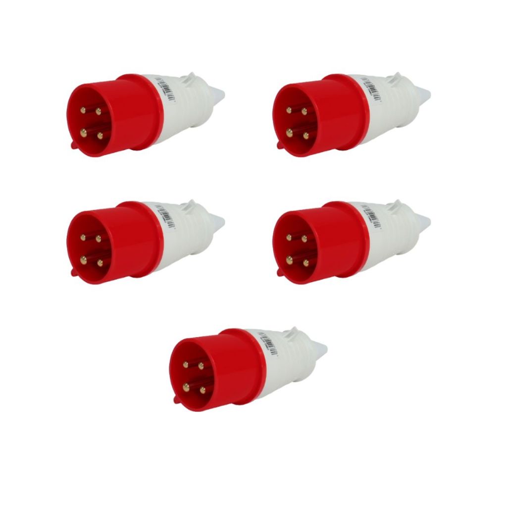 KIT 5 PLUG INDUSTRIAL 3P+T 16A VERMELHO 6H 380/440V OMG 4076 | Shopee ...