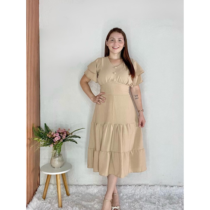 Vestido Midi soltinho com forro elastex na costa moda evangélica 3 ...