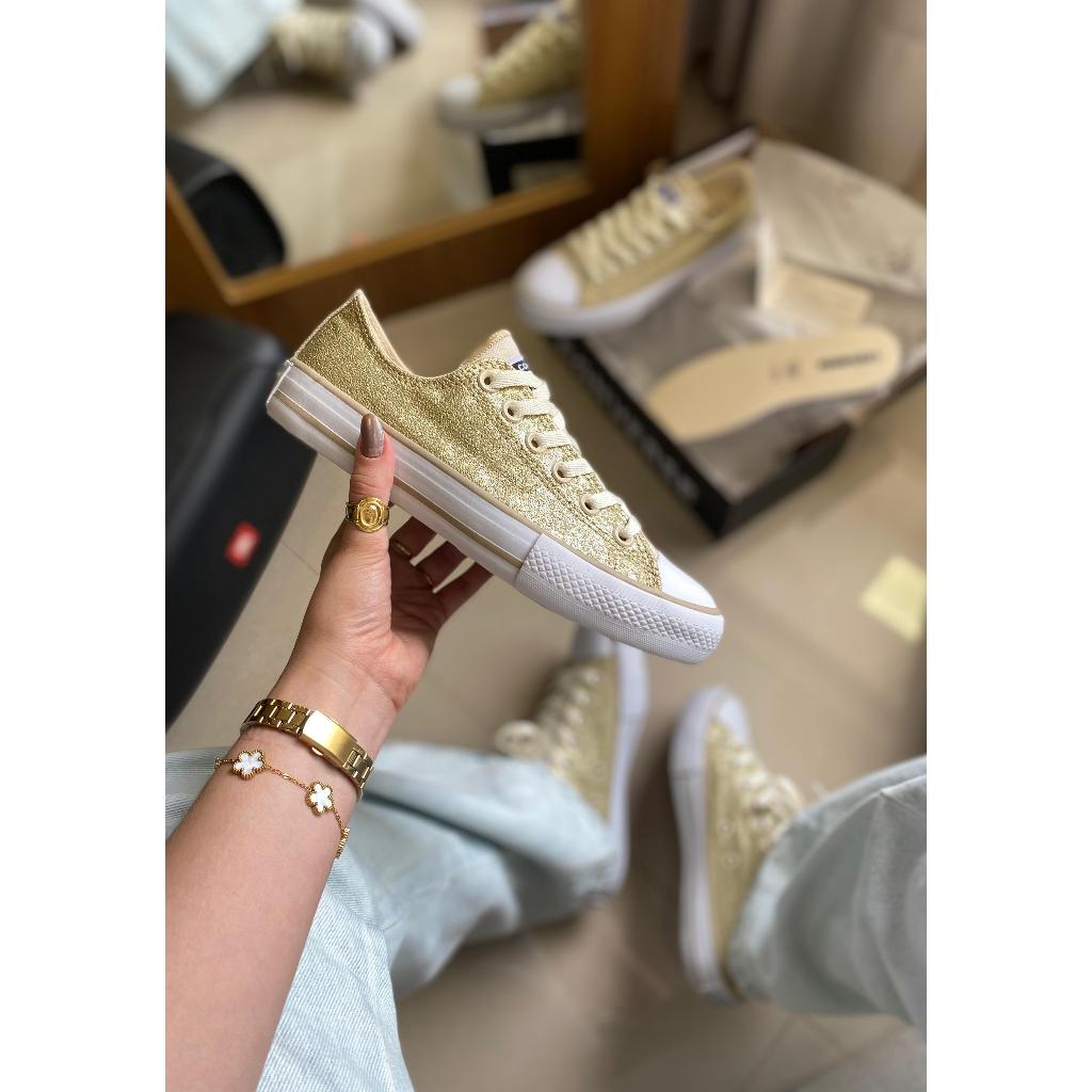 Tênis Star Dourado Shine Ouro Leve Confortável Promoção
