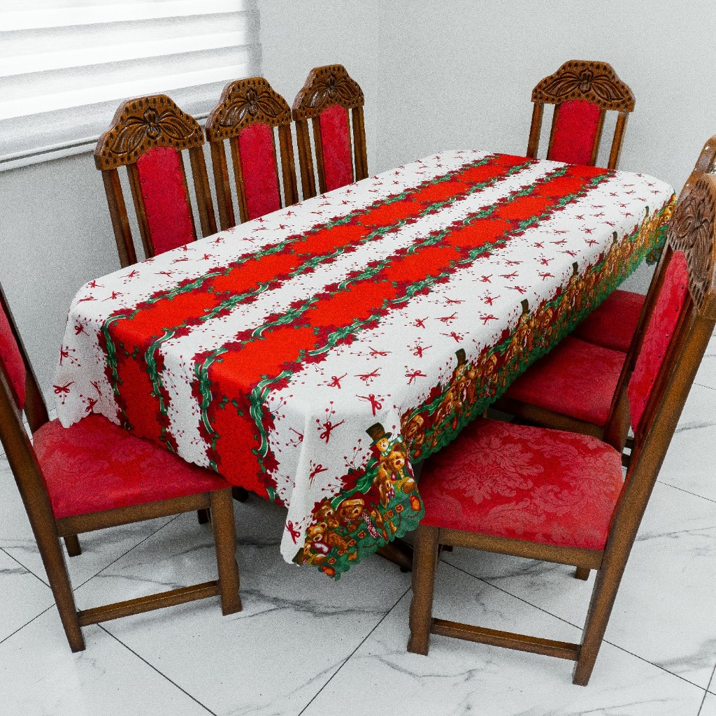 Toalha de Mesa Natalina 12 Lugares 3,50m x 1,40m Oxford Estampado