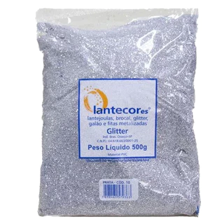 Glitter (brocal) metalizado prata para tintas e artesanato e decoração 500g Brilho