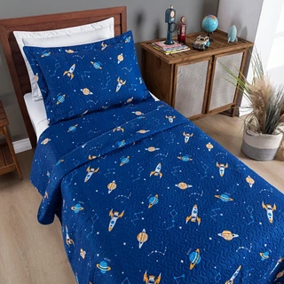 Colcha Bouti Cobre Leito Solteiro Infantil Dupla Face Estampado 02 peças