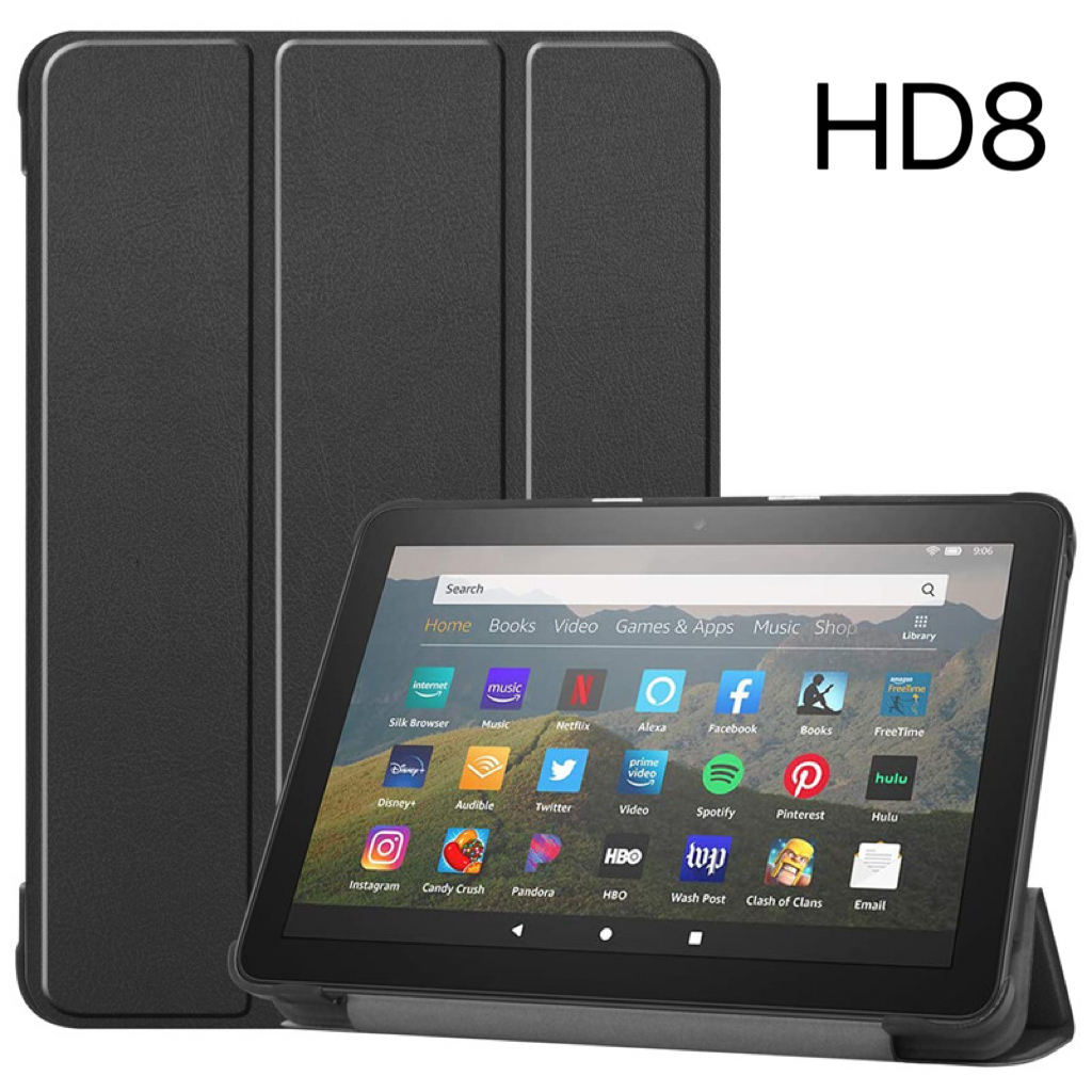 Capa case De Couro P/tablet Para Amazon Fire HD8 plus (2020-2022)Com função sleep