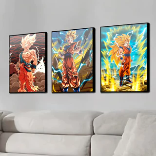 Kit 3 Placas/Quadros Decorativos Dragon Ball Goku 21x29/29x42
