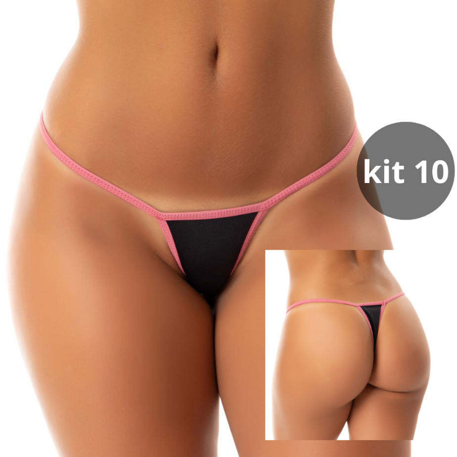 Kit 10 Calcinhas Fio Dental Lingerie Varias Cores Sensual