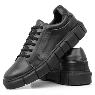 Tênis Masculino Preto Casual Branco Overnside Estiloso Sola Alta Sneaker Chunky Lançamento LF4