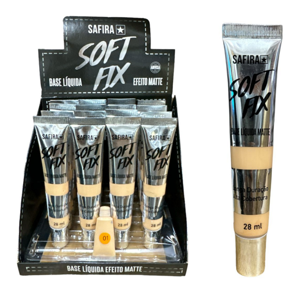 Base de rosto safira soft fix cor 1 tons médio | Shopee Brasil