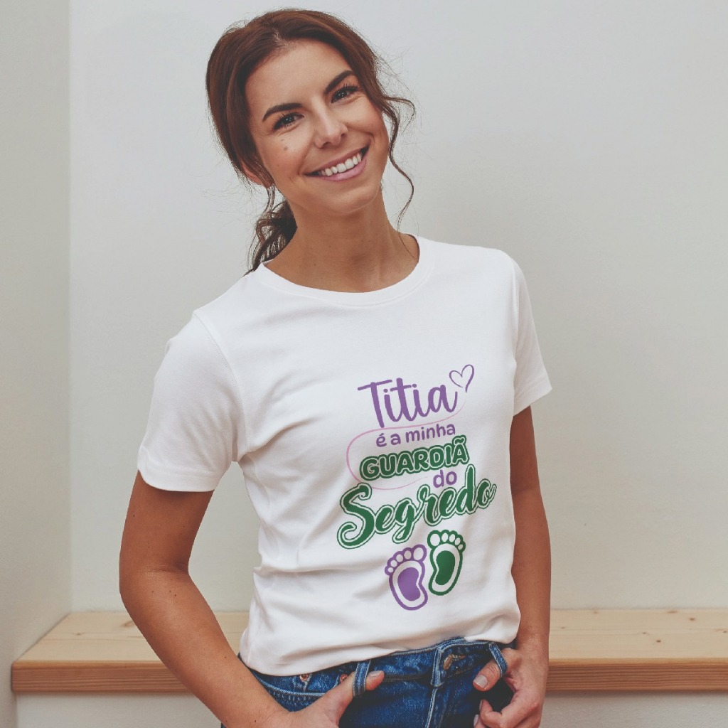 Camiseta Camiseta Chá Revelação - Blusa Titia Guardiã do Segredo