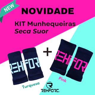 KIT ( 2 pares) Munhequeira Canelada Crossfit Rehforc - Munhequeira Seca Suor Beach