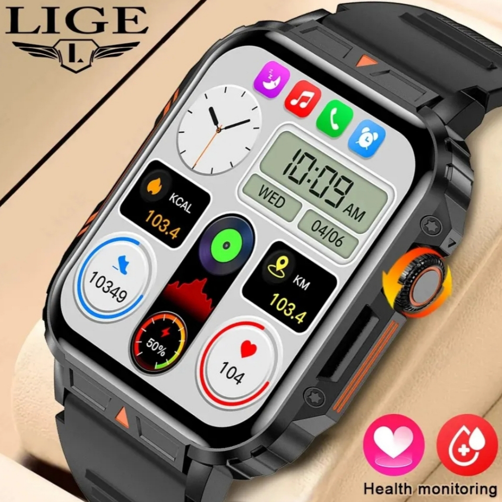 Relógio Inteligente Smartwatch-LIGE Esportivo Unissex Tela de 1.95 Polegada IP68 Impermeável