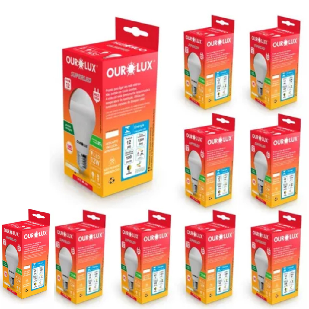 LAMPADA 12W OUROLUX KIT COM 10 UNIDADES 110/220v