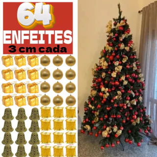 Kit 64 Enfeites Para Arvores De Natal Pendentes Decoração