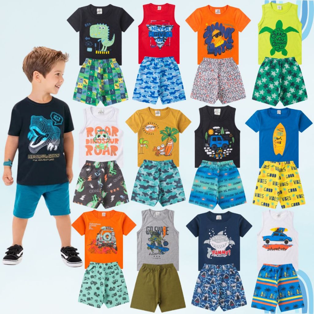 Roupa Infantil Menino Kit 6 Peças Verão 1 ao 14 Conjunto Masculino ...