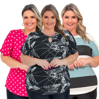 Blusinha Camiseta Blusa Feminina Moda Plus Size Curve Verão Senhora Melhor Preço