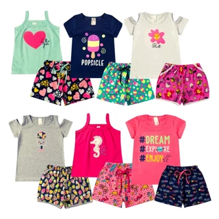 Roupa Infantil Menina Kit 10 Peças Verão Conjunto Feminino Criança Pronta Entrega