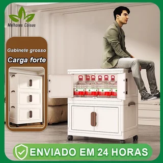【Devolução gratuita】Armário multiuso Caixas De Armazenamento De Plástico com Tampa, Organizador Empilhável Do Armário