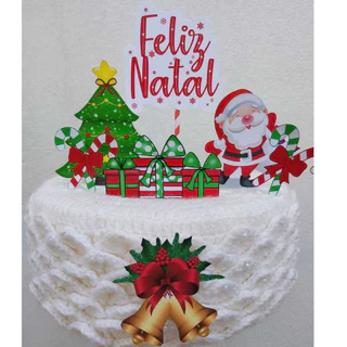 Topo Topper Decoração De Bolo Enfeite Feliz Natal